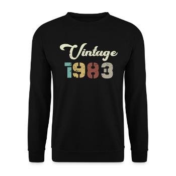 Born 1983 Birthday Gift Vintage 1983 - Unisex Sweatshirt - black - Front - Alina (178cm) & Michal (187cm)