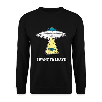JE VEUX QUITTER OVNI avec une baleine disant idée cadeau - Sweat-shirt Unisexe - noir - Devant - Alina (178cm) & Michal (187cm)