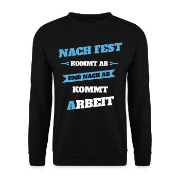 Nach fest kommt ab Handwerker Spruch - Unisex Pullover - Schwarz - Vorne - Alina (178cm) & Michal (187cm)