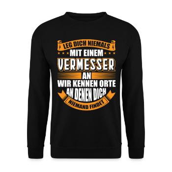 vermesser vermesserinWitziges Vermesser Geschenk - Unisex Pullover - Schwarz - Vorne - Alina (178cm) & Michal (187cm)