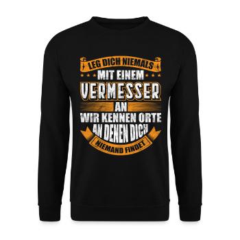 Vermesser Vermessungsingenieur Geschenk - Unisex Pullover - Schwarz - Vorne - Alina (178cm) & Michal (187cm)