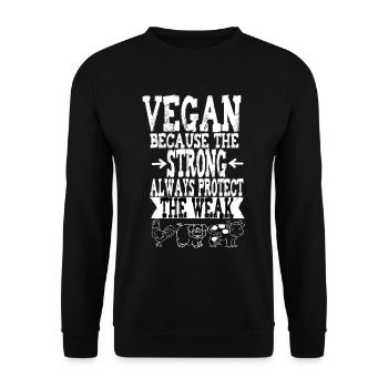 Vegan TeamVegan Vegetarian Gift - Unisex Sweatshirt - black - Front - Alina (178cm) & Michal (187cm)