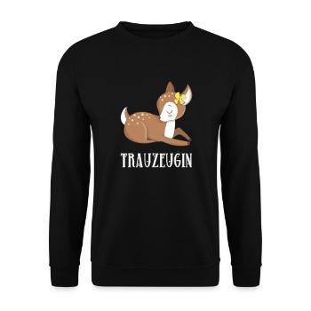 Trauzeugin Junggesellenabschied Frauen Hochzeit - Unisex Pullover - Schwarz - Vorne - Alina (178cm) & Michal (187cm)