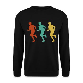 Joggen Vintage Geschenk - Unisex Pullover - Schwarz - Vorne - Alina (178cm) & Michal (187cm)