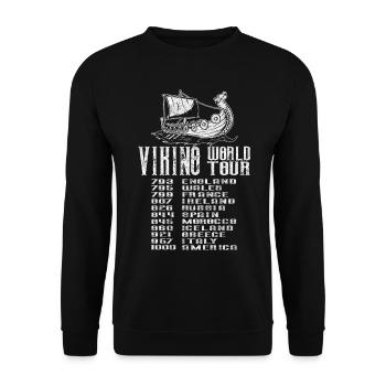 Viking World Tour | Walhalla Krieger Raubzug Odin - Unisex Pullover - Schwarz - Vorne - Alina (178cm) & Michal (187cm)