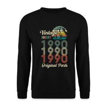 30. Geburtstag Vintage Original Parts August 1990 - Unisex Pullover - Schwarz - Vorne - Alina (178cm) & Michal (187cm)