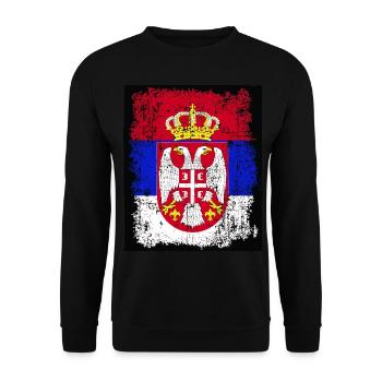 Serbie Serbie Srbija Србија drapeau aux armoiries - Sweat-shirt Unisexe - noir - Devant - Alina (178cm) & Michal (187cm)