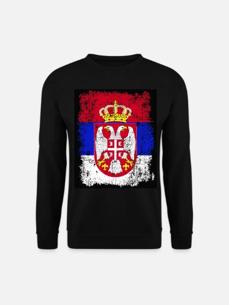 Serbien Serbia Srbija Србија Flagge mit Wappen - Unisex Pullover - Schwarz