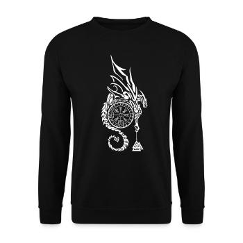 Keltischer Drache Wikinger Vegvisir Kompass Viking - Unisex Pullover - Schwarz - Vorne - Alina (178cm) & Michal (187cm)