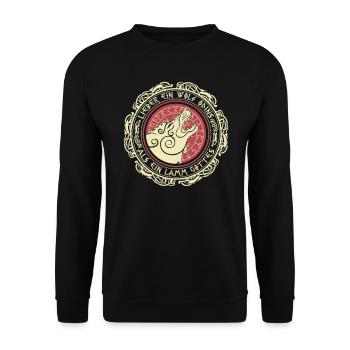 Lieber Ein Wolf Odins Als Ein Lamm Gottes Wikinger - Unisex Pullover - Schwarz - Vorne - Alina (178cm) & Michal (187cm)