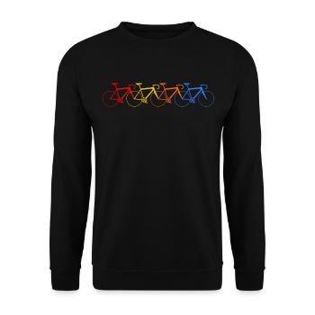 4 Bunte Bikes Fahhräder Fahrrad Rad Rennrad Radeln - Unisex Pullover - Schwarz - Vorne - Alina (178cm) & Michal (187cm)