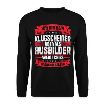 Lustiges Ausbilder Geschenk - Unisex Pullover - Schwarz - Vorne - Alina (178cm) & Michal (187cm)
