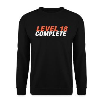 Chemise d’anniversaire 18 ans niveau - Sweat-shirt Unisexe - noir - Devant - Alina (178cm) & Michal (187cm)