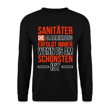 Sanitaeter Notarzt erste Hilfe Geschenk - Unisex Pullover - Schwarz - Vorne - Alina (178cm) & Michal (187cm)