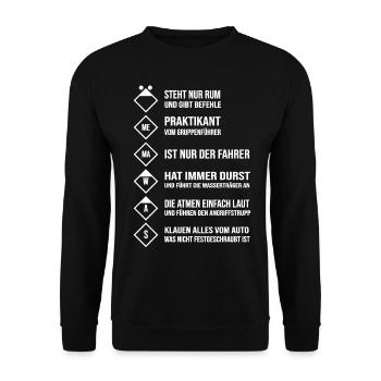 Feuerwehr Löschgruppe Löschgruppe FFW - Unisex Pullover - Schwarz - Vorne - Alina (178cm) & Michal (187cm)