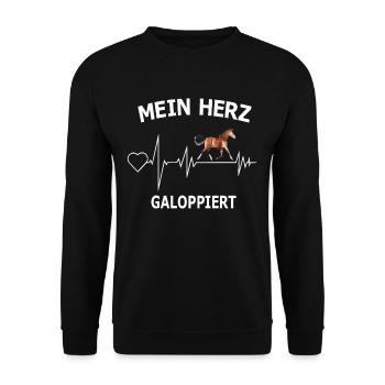 Pferd Reiten Herzschlag EKG Mädchen Pferde - Unisex Pullover - Schwarz - Vorne - Alina (178cm) & Michal (187cm)