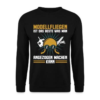 Modellfliegen Spruch Lustig RC Pilot Modellflieger - Unisex Pullover - Schwarz - Vorne - Alina (178cm) & Michal (187cm)