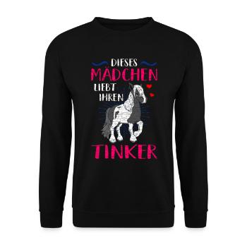 Tinker Pferd - Unisex Pullover - Schwarz - Vorne - Alina (178cm) & Michal (187cm)