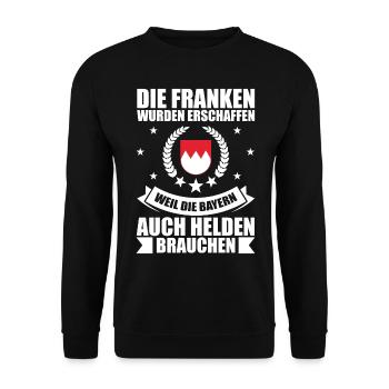 Lustiges Franken Sprüche Geschenk - Unisex Pullover - Schwarz - Vorne - Alina (178cm) & Michal (187cm)