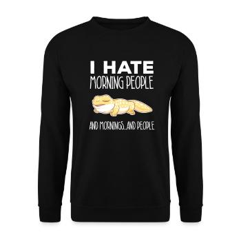 Leopard Gecko Hauben-Eidechsen-Salamander - Unisex Pullover - Schwarz - Vorne - Alina (178cm) & Michal (187cm)