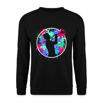 Trompeter Trompete Trompetenspieler - Unisex Pullover - Schwarz - Vorne - Alina (178cm) & Michal (187cm)