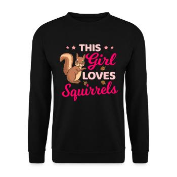 This Girl Loves Squirrels Squirrel - Unisex Pullover - Schwarz - Vorne - Alina (178cm) & Michal (187cm)