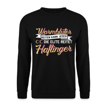 Reiterin Lustiger Haflinger Pferd Spruch Haffi - Unisex Pullover - Schwarz - Vorne - Alina (178cm) & Michal (187cm)