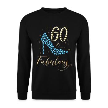60 Fabelhaft since September 1960 60. Geburtstag F - Unisex Pullover - Schwarz - Vorne - Alina (178cm) & Michal (187cm)