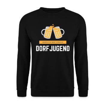 Dorfjugend - Immer ein Bier voraus! - Unisex Pullover - Schwarz - Vorne - Alina (178cm) & Michal (187cm)