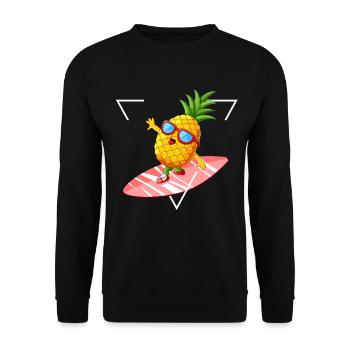 Vacances d'été heureux sentiment soleil de planche de surf ananas - Sweat-shirt Unisexe - noir - Devant - Alina (178cm) & Michal (187cm)
