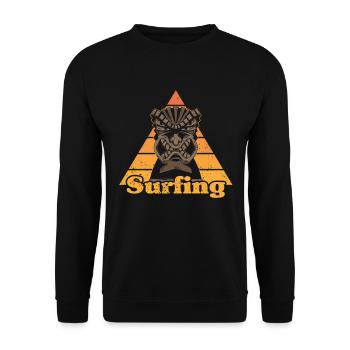 Surfing surfing Hawaii Tiki surfing gift - Unisex Sweatshirt - black - Front - Alina (178cm) & Michal (187cm)