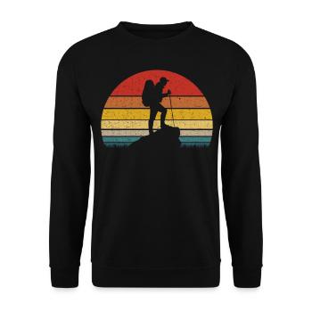 Vintage Retro Hiking - Unisex Pullover - Schwarz - Vorne - Alina (178cm) & Michal (187cm)