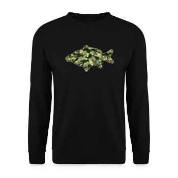 Karpfenangler Motiv Flecktarn Angler Karpfen - Unisex Pullover - Schwarz - Vorne - Alina (178cm) & Michal (187cm)