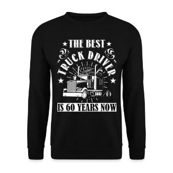 60.Geburtstag LKW Fahrer 60 Jahre Geschenk LKWs - Unisex Pullover - Schwarz - Vorne - Alina (178cm) & Michal (187cm)