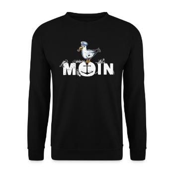 Moin Fischköppe Norddeutschland Küste Nordsee - Unisex Pullover - Schwarz - Vorne - Alina (178cm) & Michal (187cm)