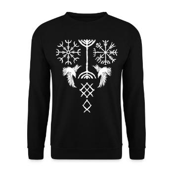 Conception de tatouage viking mythologie nordique - Sweat-shirt Unisexe - noir - Devant - Alina (178cm) & Michal (187cm)