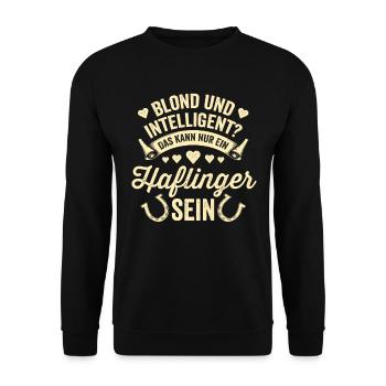 Haffi Blond & Intelligent Reiten Mädchen Haflinger - Unisex Pullover - Schwarz - Vorne - Alina (178cm) & Michal (187cm)