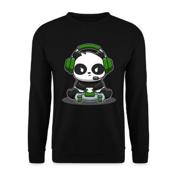 Panda gamer controller gaming panda bear video game - Unisex Sweatshirt - black - Front - Alina (178cm) & Michal (187cm)