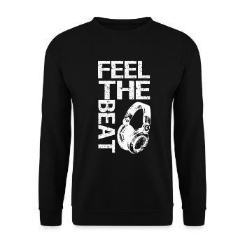 cool Dj gift feel the beat - Unisex Sweatshirt - black - Front - Alina (178cm) & Michal (187cm)