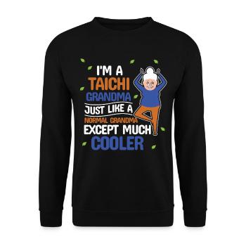 Tai Chi Cool Oma Fitness-Geschenk - Unisex Pullover - Schwarz - Vorne - Alina (178cm) & Michal (187cm)