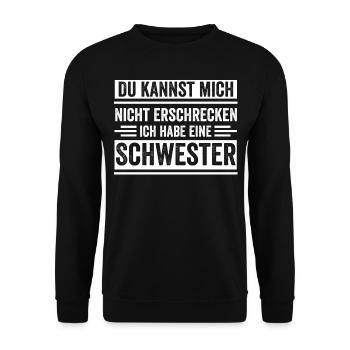 Schwester Geschwister - Unisex Pullover - Schwarz - Vorne - Alina (178cm) & Michal (187cm)
