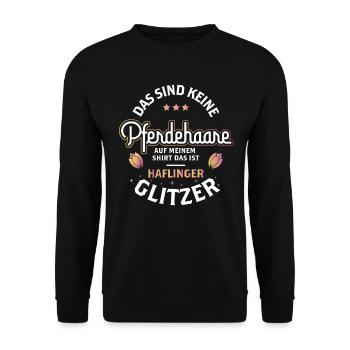 Reiterin Pferd Spruch Haare Glitzer Haflinger - Unisex Pullover - Schwarz - Vorne - Alina (178cm) & Michal (187cm)