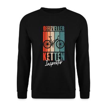 Lustiger Fahrrad Spruch Ketten Inspektor - Unisex Pullover - Schwarz - Vorne - Alina (178cm) & Michal (187cm)