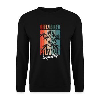 Lustiger Weed Hand Spruch Pflanzen Inspektor - Unisex Pullover - Schwarz - Vorne - Alina (178cm) & Michal (187cm)