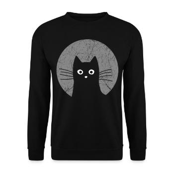 Katze - Unisex Pullover - Schwarz - Vorne - Alina (178cm) & Michal (187cm)