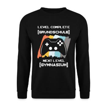 Gymnasium Einschulung 5. Klasse Gaming Gymi - Unisex Pullover - Schwarz - Vorne - Alina (178cm) & Michal (187cm)