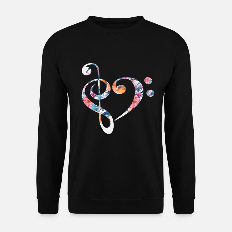 Notenschlüssel Herzform - Unisex Pullover - Schwarz