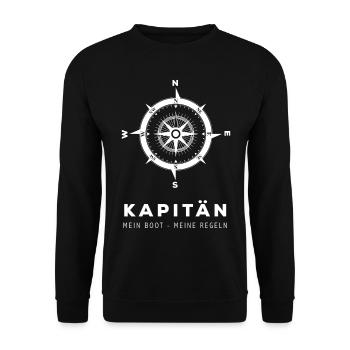 Boot Kapitän Meine Regeln Kompass - Unisex Pullover - Schwarz - Vorne - Alina (178cm) & Michal (187cm)