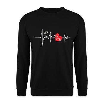 Chien chat coeur ligne patte pet - Sweat-shirt Unisexe - noir - Devant - Alina (178cm) & Michal (187cm)