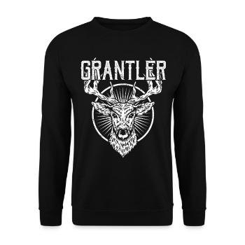 Grantler Bayern Hirsch - Trachten - Unisex Pullover - Schwarz - Vorne - Alina (178cm) & Michal (187cm)